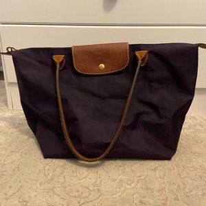 Purple Longchamp Le Pliage Original, Medium